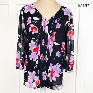 Calvin Klein Black Floral Button Down Size XL